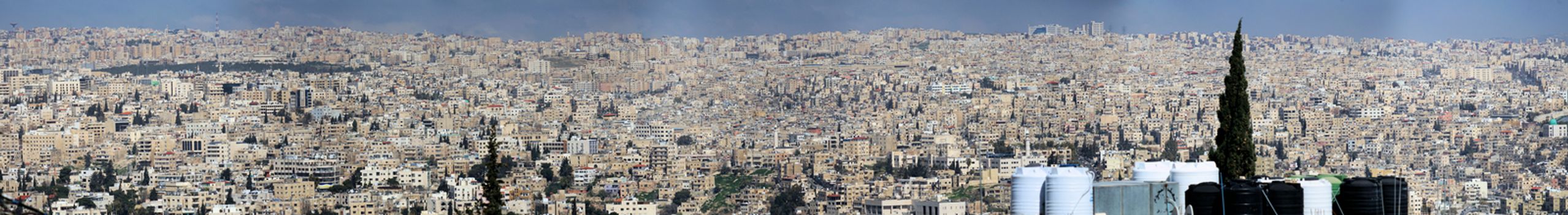 High resolution panoramic view from the not very nice development of Amman, the capital of the Kingdom of Jordan, middle east