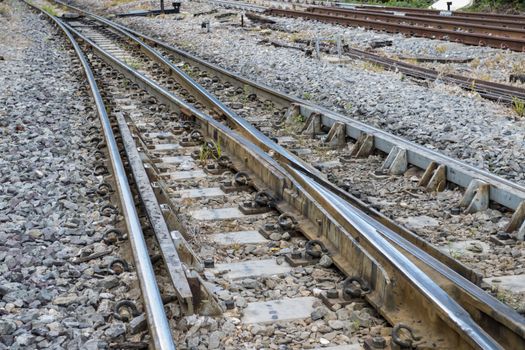 Iron rusty Railway tracks railroad for Trains