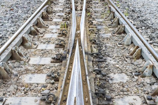 Iron rusty Railway tracks railroad for Trains