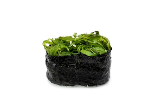 Hiyashi wakame sushi on isolated white background.  Japan food concept