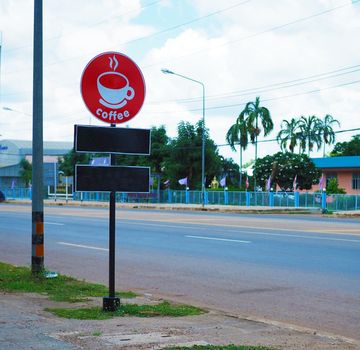 Blank sign of a roadside coffee shop