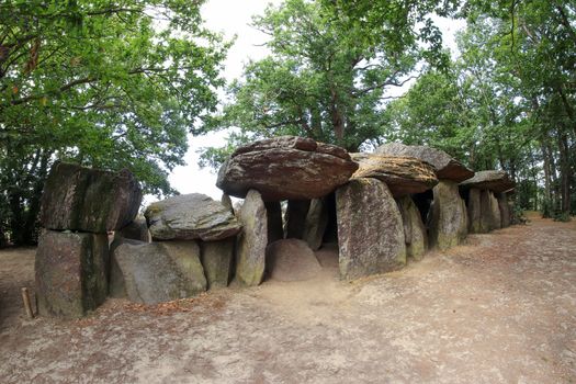 Dolmen La Roche-aux-Fees or The Fairies' Rock is a Neolithic passage grave - dolmen - located in the commune of Esse in the French, department of Ille-et-Vilaine in Brittany