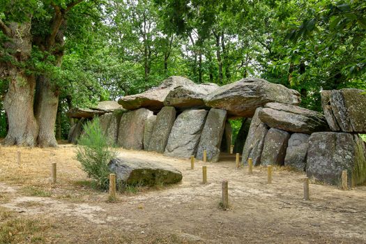 Dolmen La Roche-aux-Fees - Fairies' Rock - one the most famous and largest neolithic dolmens in Brittany, France