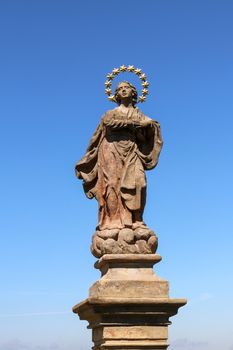 Old Baroque statue of the Virgin Mary