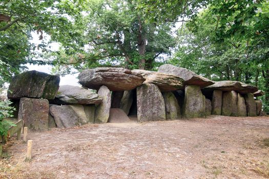 Dolmen La Roche-aux-Fees or The Fairies' Rock - megalith monument in Brittany, France