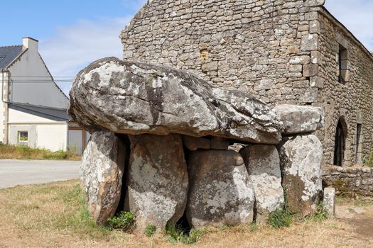 Crucuno dolmen - megalithic monument in Crucuno village in Brittany, France