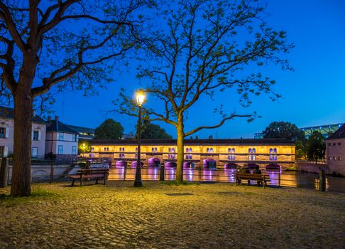 Tourist area "Petite France" in Strasbourg, France and covered bridges