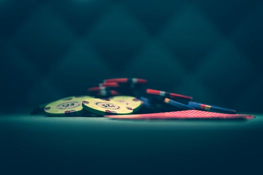 Casino chips on a gaming table