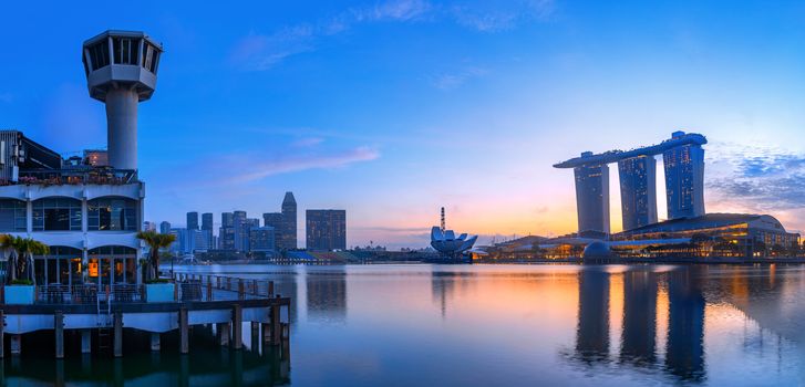 Singapore, Singapore - FEBRUARY 15, 2020: View at Singapore City Skyline at night