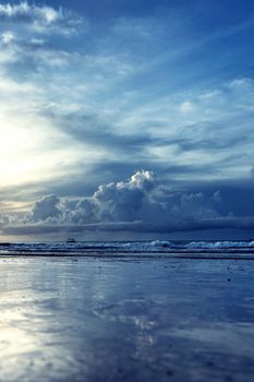 Sunset at Kuta beach in Bali Indonesia