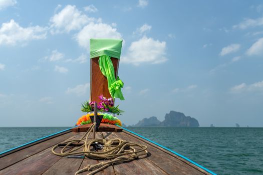 Traditional long-tail boat on the beach in Thailand