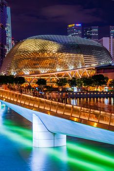 Singapore - APRIL 16 2019: Singapore Cityscape Financial building  in Marina Bay area Singapore at  Dusk