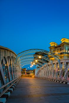 View at the Anderson Bridge in Singapore, The bridge was completed in 1910.