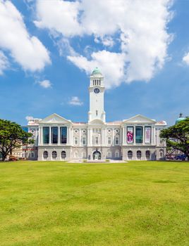 SINGAPORE CITY, SINGAPORE - MARCH 4, 2019: The Victoria Theatre and Concert Hall is a performing arts center in the Central Area of Singapore, situated along Empress Place.