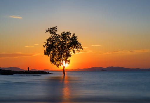 Sunset at Klong Muang beach in Krabi Thailand