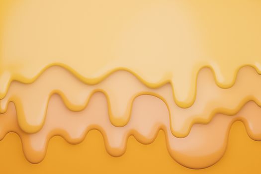 Cheese creamy liquid drips.,cheese melt on yellow background.,3d model and illustration.