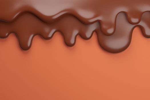 Melted milk brown chocolate flow down.,3d model and illustration.