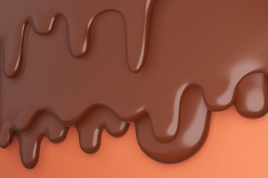 Melted milk brown chocolate flow down.,3d model and illustration.