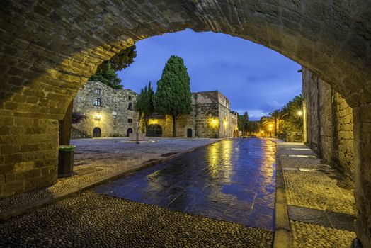  Medieval street in the old town of Rhodes Greece