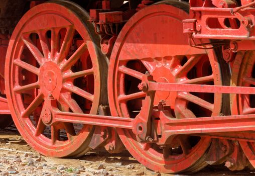 Detail of the steam locomotive, still in use, in the desert of Wadi Rum, Jordan