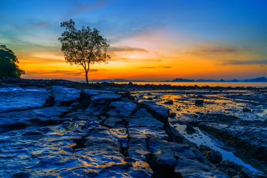 Summer holidays travel Tropical beach at sunset