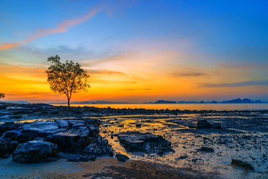 Summer holidays travel Tropical beach at sunset