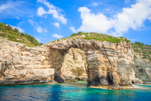 Blue caves of Paxos island Greece