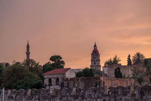 Medieval Castle of the Knights old town of Rhodes Island Greece