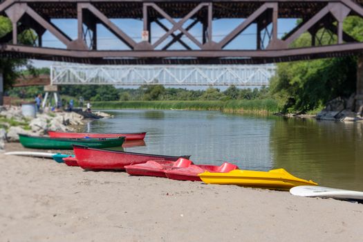 Fishing and kayaking on Rouge River, Toronto, Canada