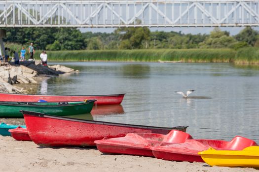 Fishing and kayaking on Rouge River, Toronto, Canada