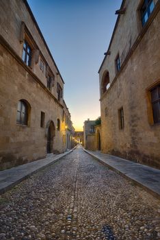 streets of the Knights in the old town of  Rhodes Greece