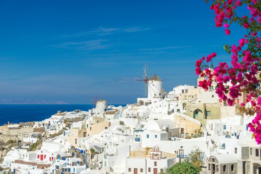 View on Oia in Santorini island Greece