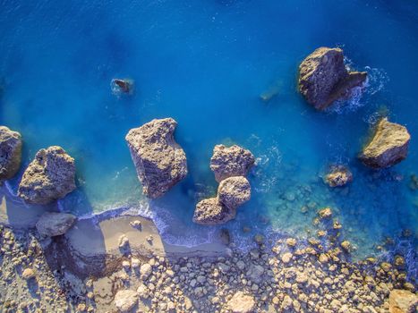 Aerial view of Kalamitsi beach, Ionian Sea, Lefkada island, Greece. 