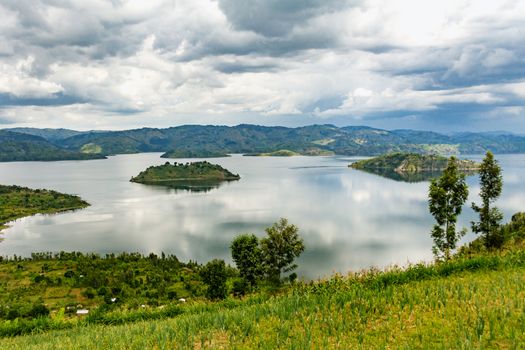 Lake Kivu, one of the largest of the African Great Lakes, In Rwanda