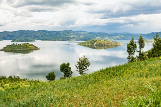 Lake Kivu, one of the largest of the African Great Lakes, In Rwanda