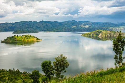 Lake Kivu, one of the largest of the African Great Lakes, In Rwanda