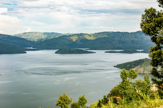 Lake Kivu, one of the largest of the African Great Lakes, In Rwanda