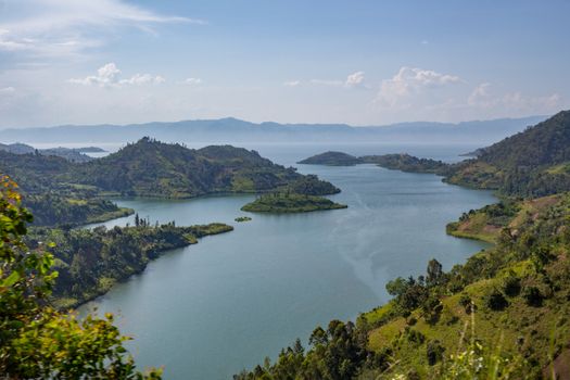 Lake Kivu, one of the largest of the African Great Lakes, In Rwanda