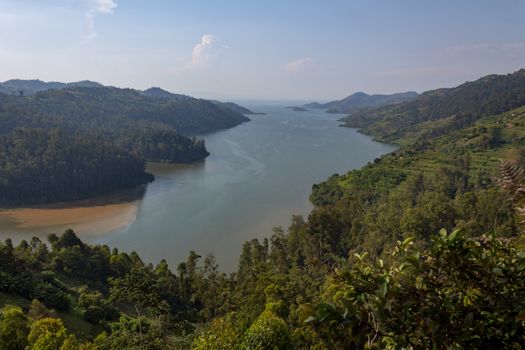 Lake Kivu, one of the largest of the African Great Lakes, In Rwanda