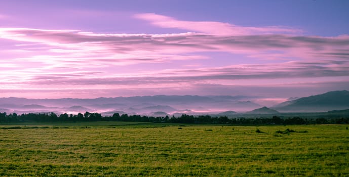 Volcanoes National Park, Rwanda landscape at sunset