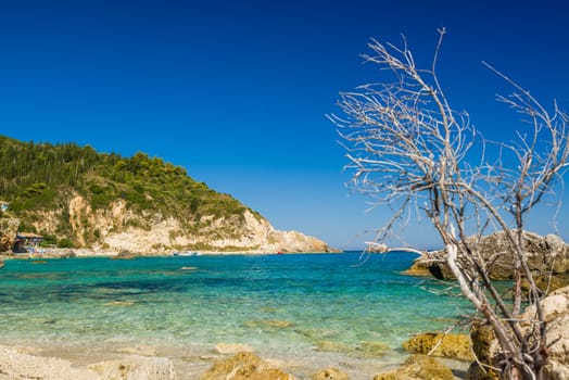 Agios Nikitas beach on Lefkas island in Greece
