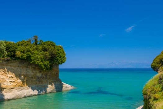 Sidary landscape with the soft rock erosion  on the Corfu island Greece. 