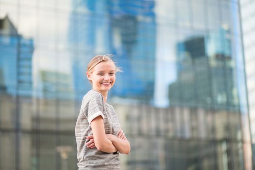Young beautiful business woman in Paris