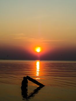 sea sunsets on horizon and braek pillar at seabreeze villa pattaya