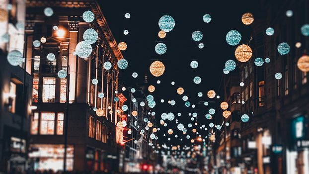 London festive Christmas street lights and decorations