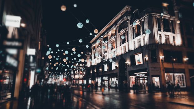 London festive Christmas street lights and decorations