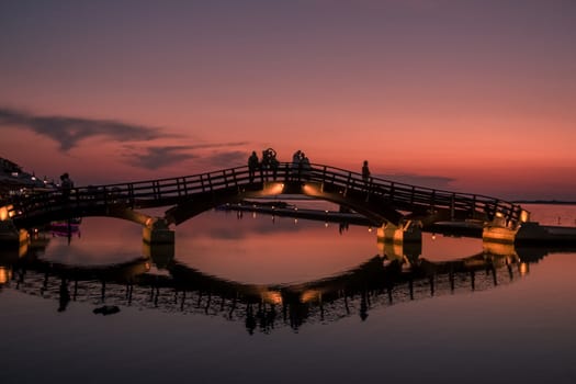 Lefkada Harbour at sunset