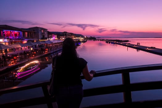 Lefkada Harbour at sunset