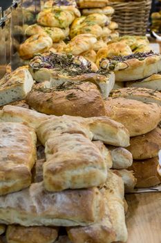 Artisan bread on sale on a market stall in London