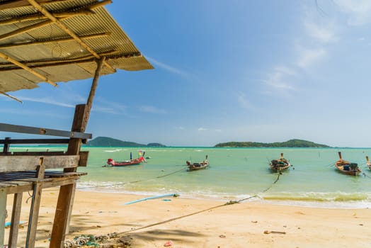 Phuket, Thailand - 20 JANUARY 2016: Long tail boats at the sea gipsy fisherman village in Rawai Phuket province Thailand. Phuket January 20,2016